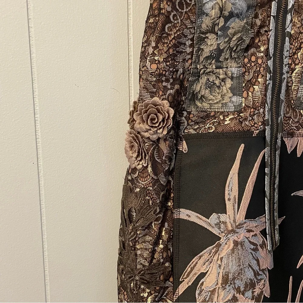 Beguile by Byron Lars Anthro “Noemi” Brocade Lace Print Sheath Dress – Size 2